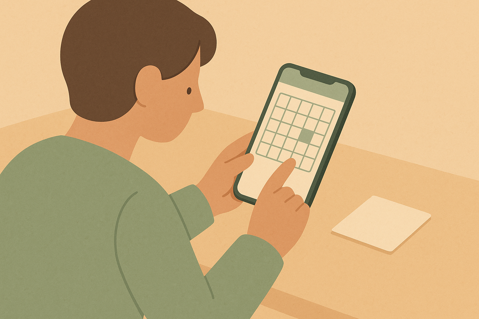 スマートフォンで予定を確認する様子