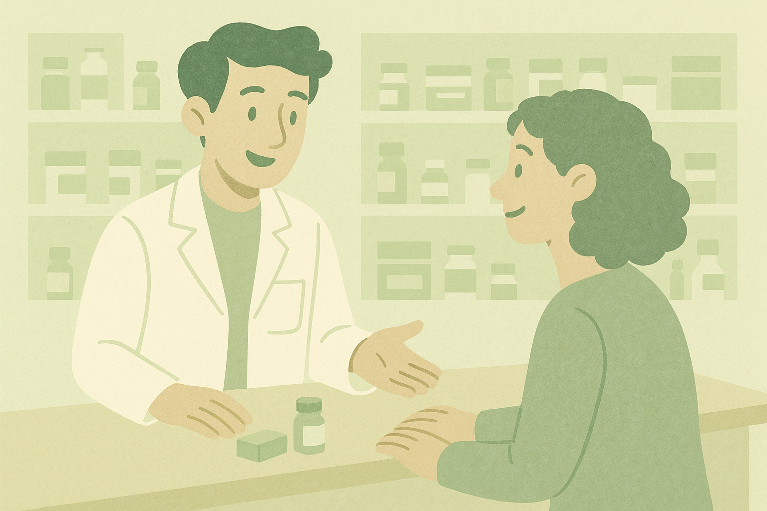 薬剤師に相談している人のイラスト