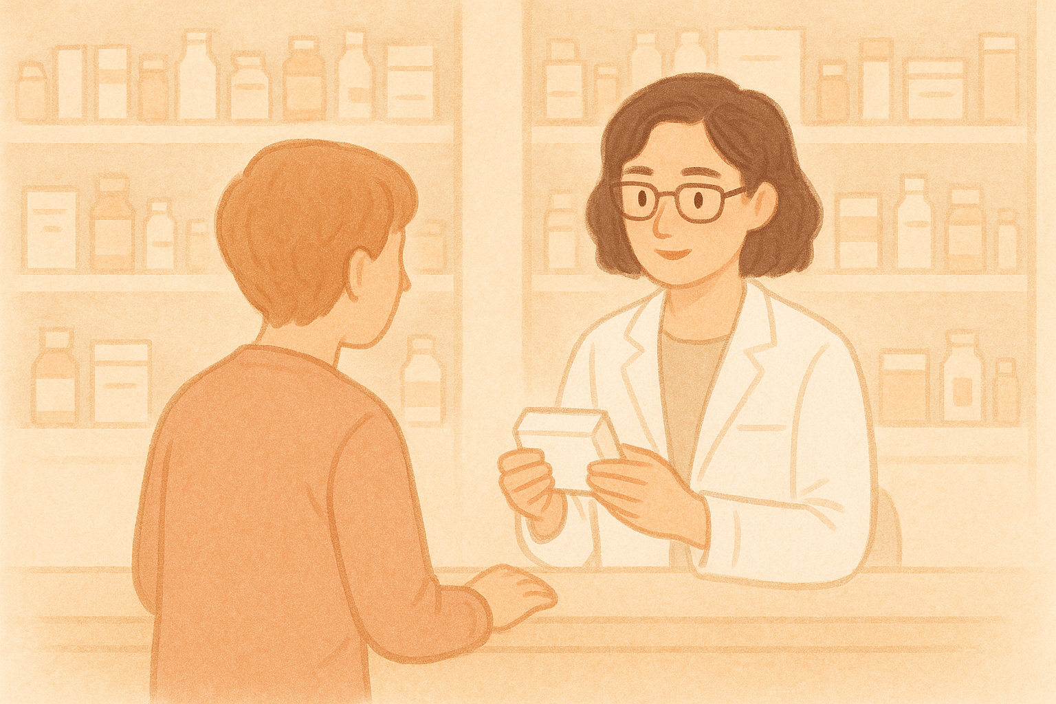 薬剤師に相談する人のイラスト
