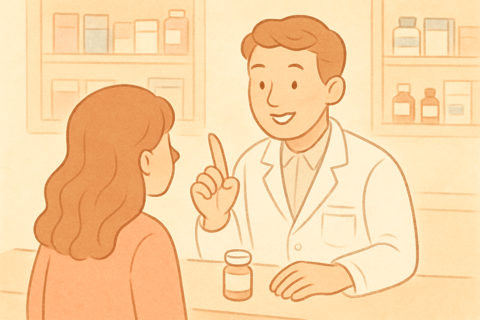 薬剤師に相談する患者のイラスト