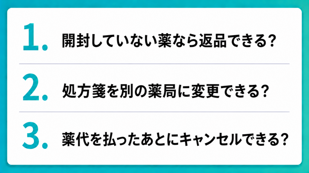 処方箋の返品に関するよくある質問