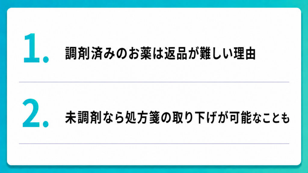 処方箋やお薬は返品・返金できる？