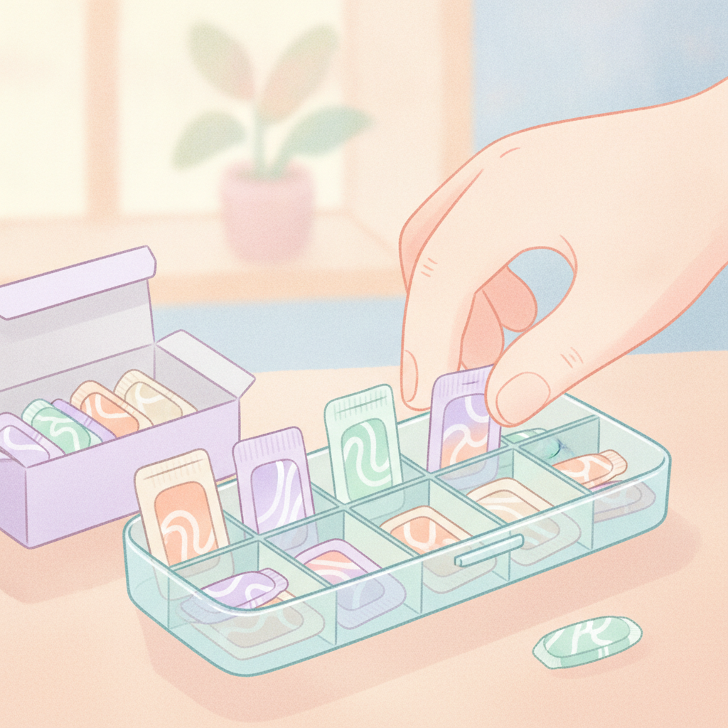 残った薬を整理するやさしいイラスト